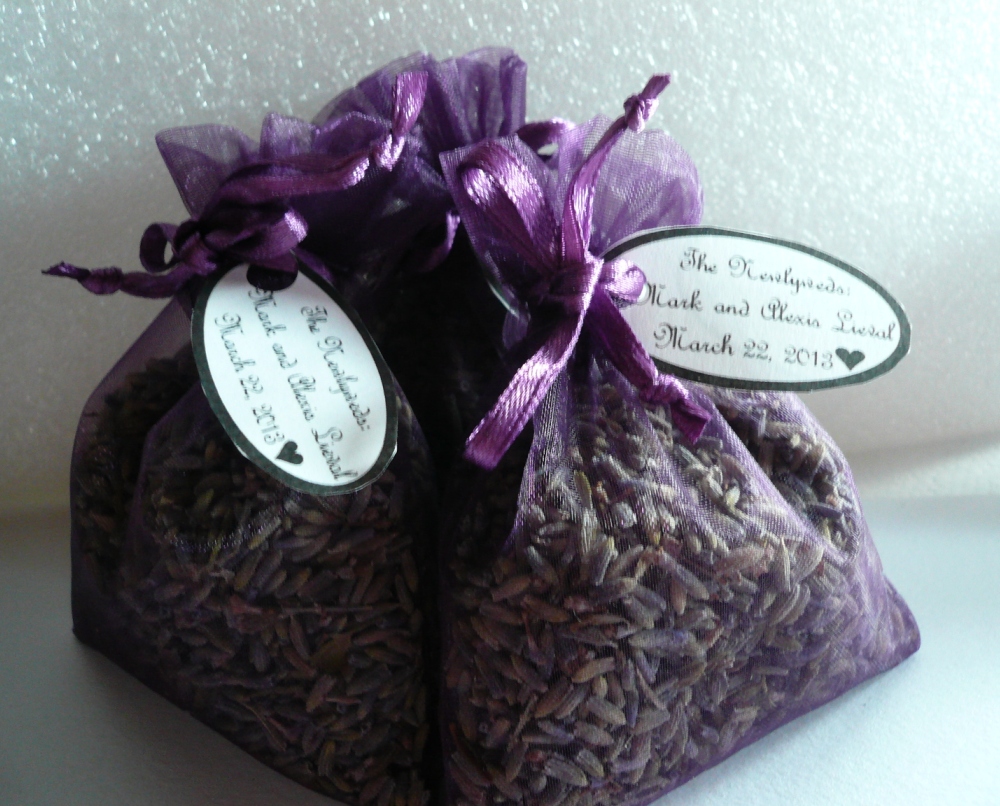 Organic Lavender Sachet Wedding Favor With Custom Tag, Sold Invidually For $1.50 Each